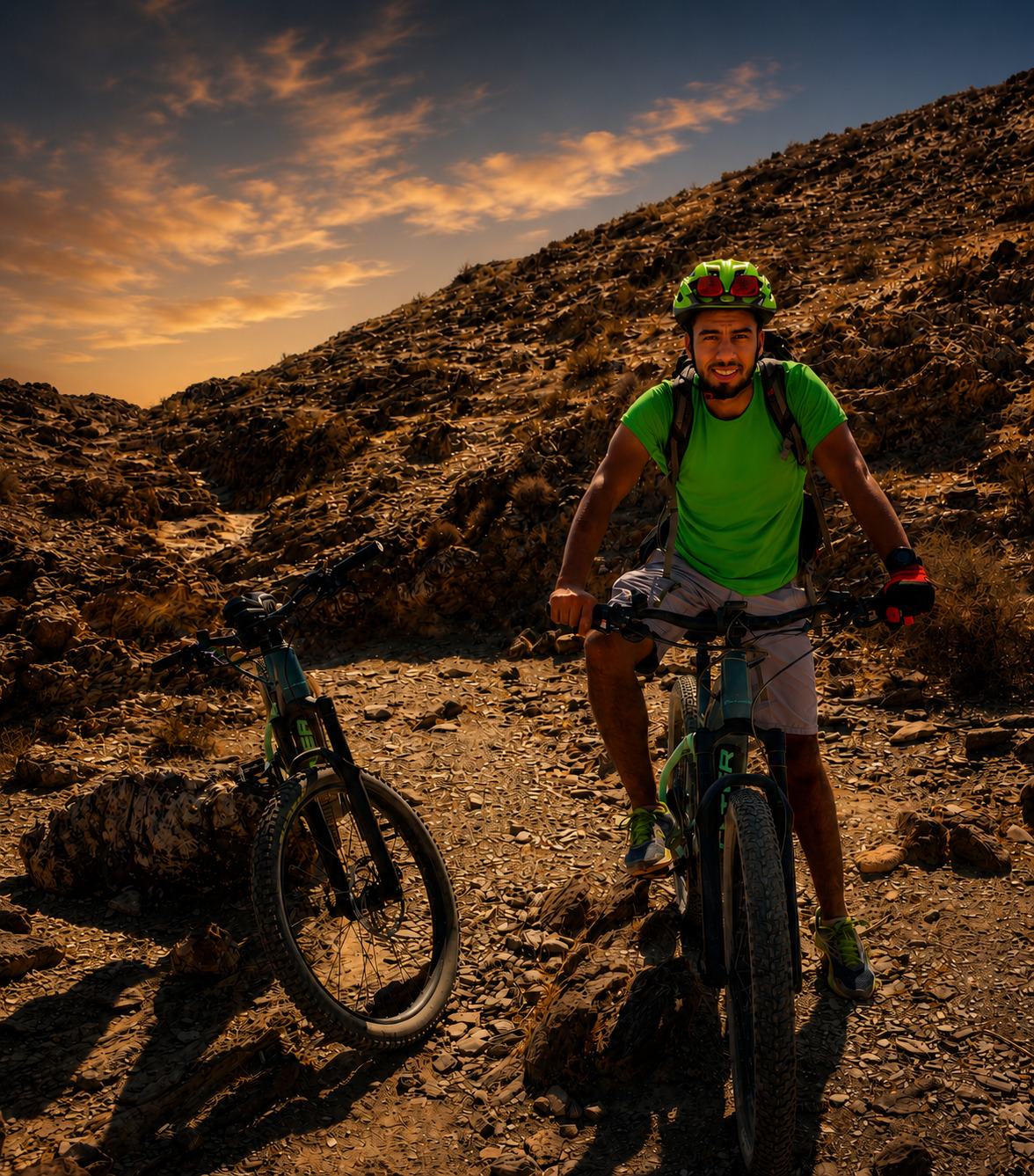 Samir Ahmoudou, chef guide VTT électrique dans le désert d'Agafay